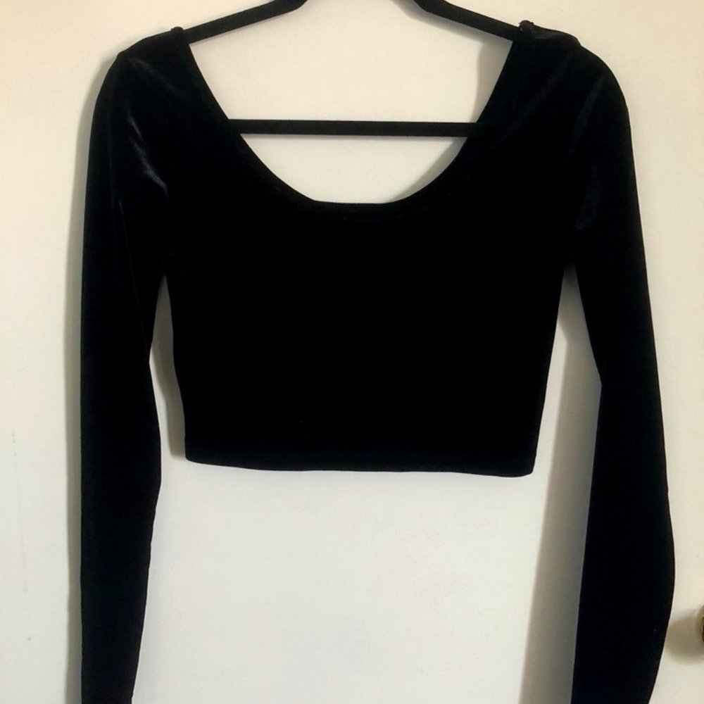Black Velvet Crop Top